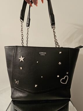 GUESS Black Studded Tote Bag